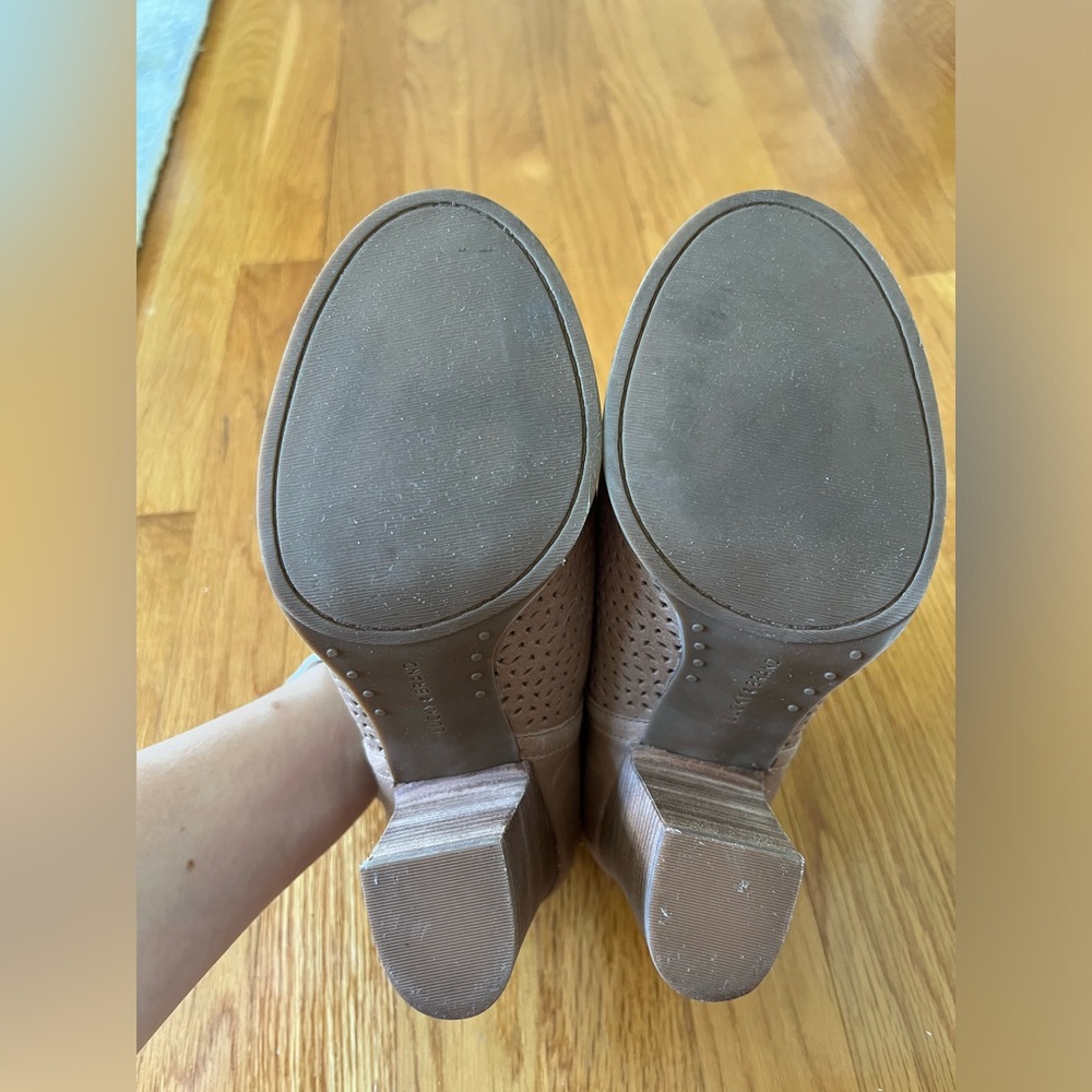 Lucky Brand - Perforated Leather Peep Toe - Block Heel Booties - Picture 9 of 9